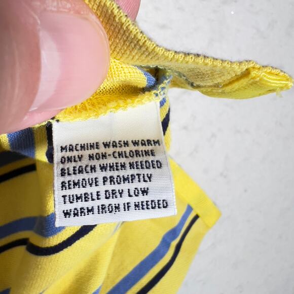 Polo Golf 100% Pima Cotton Polo Shirt Men Large Yellow Blue Stripe Short Sleeve - Picture 4 of 8